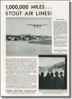 1930 Ford Tri Motor Airplane & Stout Airlines Photo Ad  