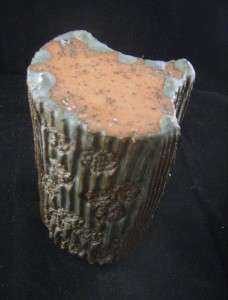 OLD Fok Art SEWER TILE Pottery Tree Trunk VASE Detailed  