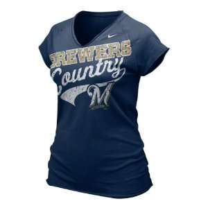   Brewers Womens Navy Bases Loaded V Neck Tee