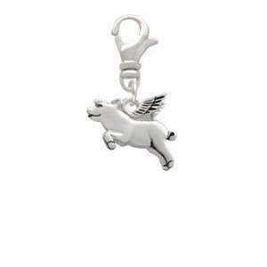  Silver Flying Pig 2 D Clip On Charm: Arts, Crafts & Sewing