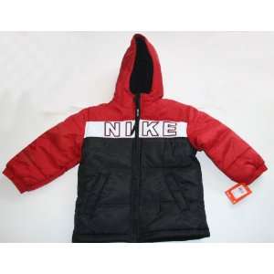   Boys Winter Hooded Coat   Size 6 Black/Red/White