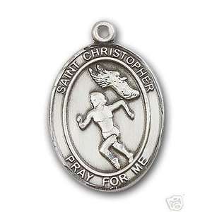   Sterling Silver St. Saint Christopher Track & Field Pendant: Jewelry