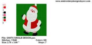 CHRISTMAS SANTA CLAUS SINGLE EMBROIDERY MACHINE DESIGN  