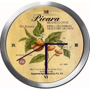 PICARD 14 Inch Coffee Metal Clock Quartz Movement  Kitchen 