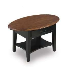  Leick Oval Coffee Table with Drawer in Medium Oak: Home 