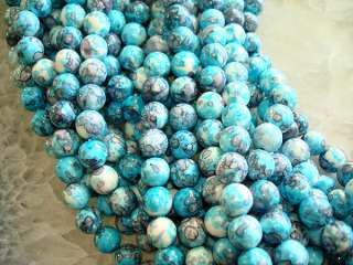 AAA Blue Brazilian Crazy Lace Agate 10mm 38 Round Beads  