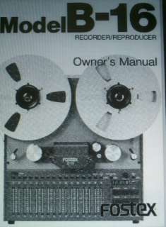 FOSTEX B 16 RECORDER REPRODUCER OWNERS MANUAL BOUND EN  