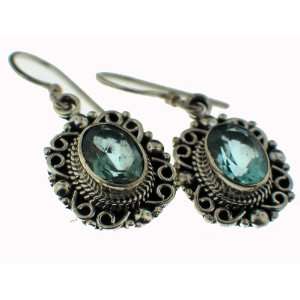    Sterling Silver Gemstone Earrings   Blue Topaz (7 ctw): Jewelry