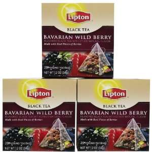 Lipton Pyramid Black Tea Bags, Bavarian Wild Berry, 20 ct, 3 pk 