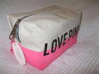 Victorias Secret LOVE PINK Large Cosmetic Bag Makeup Case Stripe 