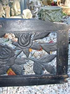 Vintage Shabby Black Wooden Back/Top Of Wood Bench  