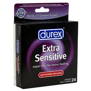 Durex Extra Sensitive Spermicidally Lubricated Latex Condoms (24 