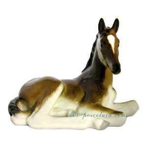 Lomonosov Porcelain Figurine Brown Foal Lying 