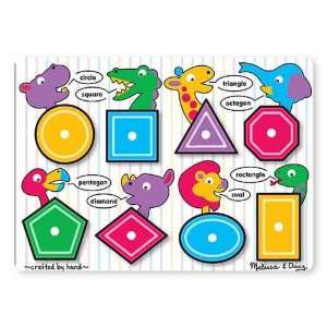 Melissa and Doug Shapes Peg Puzzle: Toys & Games