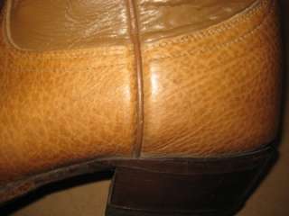 TONY LAMA Vintage Brown Tan Leather Classic Cowboy Boots Leaves Men 11 