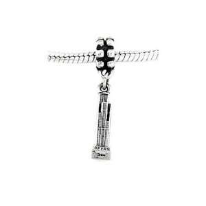    Sterling Silver Chicago  Tower Dangle Bead Charm Jewelry