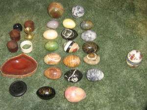 OLD MARBLE EGGS [ 16 ] W/FISH, FLOWERS , BLACKS , GOLDS  