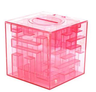 Puzzle 3D Maze Game Money Coin Bank Box Pink  