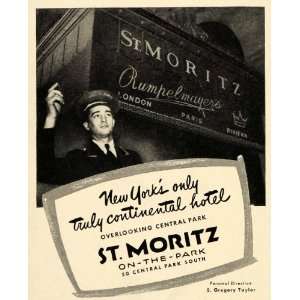  1945 Ad St. Moritz On the Park Hotel New York City NYC 