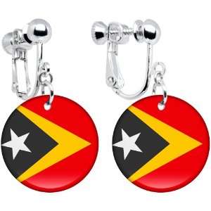  Timor Leste Flag Clip on Earrings Jewelry