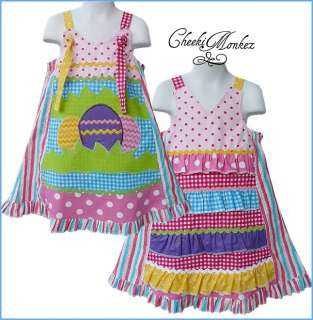 Boutique Girls Custom Spring Applique Easter Egg Ruffled Dress 4 5 6 