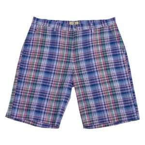  Mens Flat Front Madras Plaid Shorts( INSEAM 10.5 Inches 