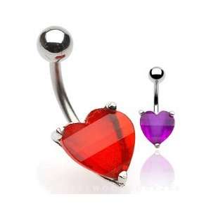  Red Big Heart Belly Button Ring: Jewelry