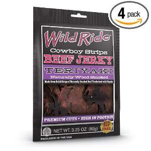 Wild Ride Cowboy Strips Teriyaki Beef Jerky, 3.25 Ounce (Pack of 4 