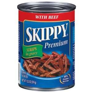   Skippy Premium Strips in Gravy Dog Food   Beef, 24 Pack: Pet Supplies