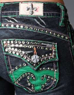 Laguna Beach Jeans Womens GREEN w/2G Crystals CHOOSE ONE Bootcut 