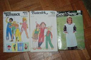 Lot of 3 Vintage Childrens Sewing Patterns from the 70s  