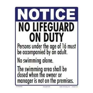  Sign Notice No Lifeguard On Duty Stmt 7919Wa0810E 