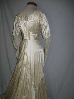 Edwardian Titanic Era Silk Dress w Train / Beading  