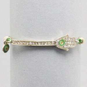   Bracelet, Green with Rhinestones, Bling Bling, Hands of God Jewelry