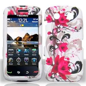   Torch 9850 / 9860 Red Flower on White Hard Case (free EDS Shield Bag