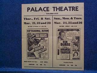 1938 Golden City Mo Theater Flyer ~ Roy Rogers Movie  