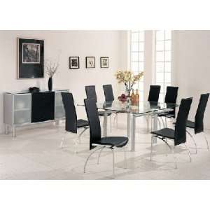   Room Set in Black  Bonded Leather Upholstery Coaster Dining Room Sets