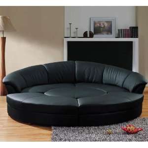   Modern Circle Black 5Pc Full Leather Living Room Set: Home & Kitchen