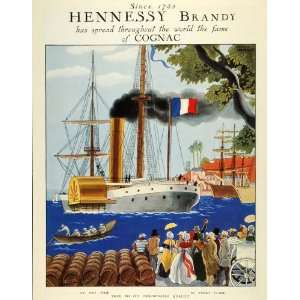   French Port Ship Casks Liquor Art Lucien Boucher   Original Print Ad