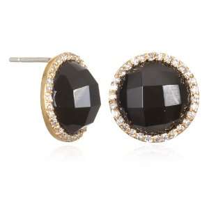  Black CZ Stud Earring in Rose Gold: CHELINE: Jewelry