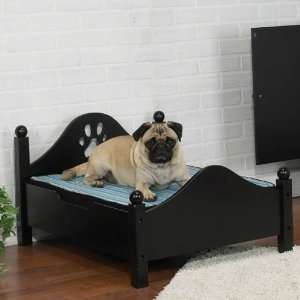 Dog Pet Wood Soho Black Bed W/Mattress 