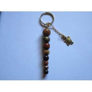    Handcrafted Bead Key Fob   Brown/Gold*/ Turtle 