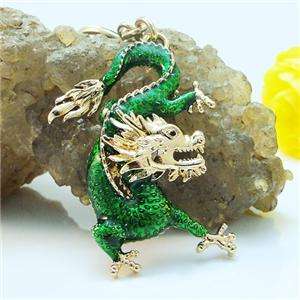 Green Enameled Animal Dragon Keychain Purse Charm Vogue  