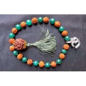 : Symbol of Calm and Serenity   Green Jade Rudraksha Combination Hand 