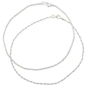  Italian Sterling Silver Twisted Style Fashion Anklet Set Jewelry