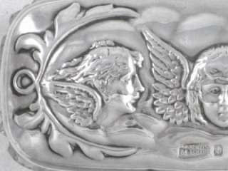 Antique Sterling Silver Gilt Angel Top & Clear Cut Glass Trinket Box 