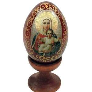  Madonna and the Child on Russian Egg. Wood. #41 