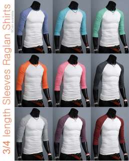   unisex womens 3/4 sleeve mens raglan Casual shirts for men raglan tee