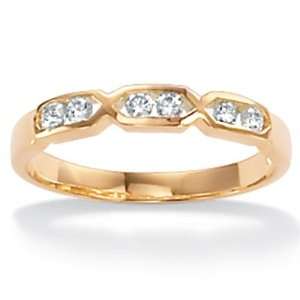   Cubic Zirconia 18k Gold over Sterling Silver Channel Set Ring: Jewelry