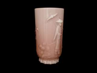 Fenton Pink Rose Overlay Glass Vase ~ Mandarin Design  